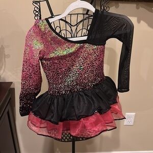 Curtain Call Black & Pink Sequin Motif Lyrical Costume costume Size CME